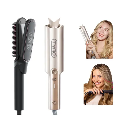 【Live Only BOGO】TYMO FLIPRO & CURLPRO PLUS - Automatic Curling Wand and 2-in-1 Straightener with Hot Comb Silk Press toolupgrade