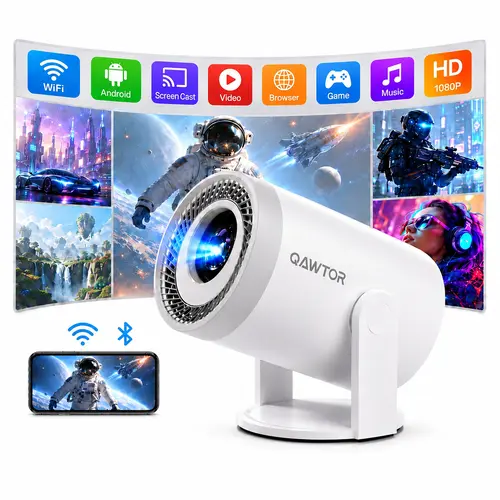 300 ANSI Lumens Mini Projector with Native 4K Decoding – Ultra-Bright Smart Portable Projector, 0.9:1 Short Throw, 360° Adjustable Focus, Up to 235" Giant Screen for Home Theater, Bedroom & Outdoor Movies,sohochic