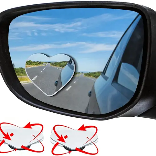 JOYTUTUS 2-Pack Frameless Heart-Shaped Automotive Side Mirror - 360° View Wide Angle, Universal Fit Auto Replacement Part, Cute Car Accessory for Women,toolupgrade