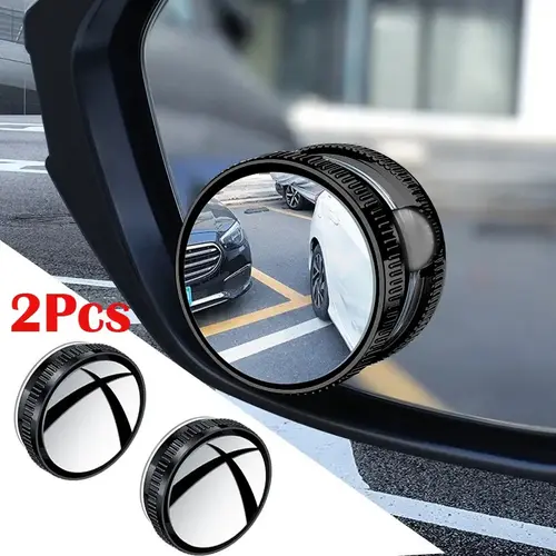 JOYTUTUS 2pc Set Multifunctional Car Blind Spot Mirrors, 2-in-1 Convex HD Glass, 360° Wide-Angle Vehicle Accessories with Suction Cup, Reusable Universal Black for SUV-Truck Wing Mirror Parts,toolupgrade