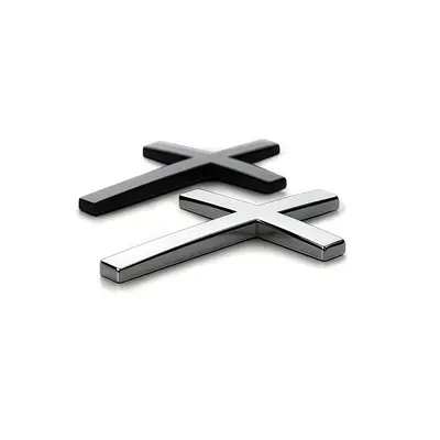 Religion-Themed 2-Piece 3D Cross Emblem Self-Adhesive Sticker Set, Universal Easy-Apply Car Accessories for Automobiles/Motorcycles/SUVs, Exterior Decal Decoration (No Warranty), Personal Statement Piece,toolupgrade