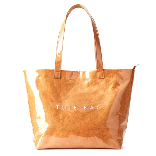 KALIDI Upscale Women's Tote Bag - TPU+Paper Combo Kraft Paper & Ultra-Clear TPU Commuter Street Bag, Vintage Synthetic Macarons-Style Large Zipper Hobo Shoulder Carry-All, Tpu+Paper Combo, Upscale, Commuter Style