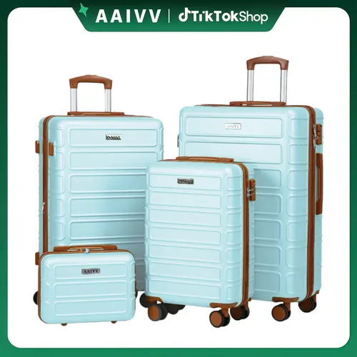 AAIVV 4PCS Expandable Hardside Shell Luggage Set - 13/20/26/28in Durable ABS TSA-Proof Travel Bag Set with Lock, 4-Wheel Double Spinners, Checked Bag for Family Travel, Checked Bag Luggage tiktokshopbacktoschool