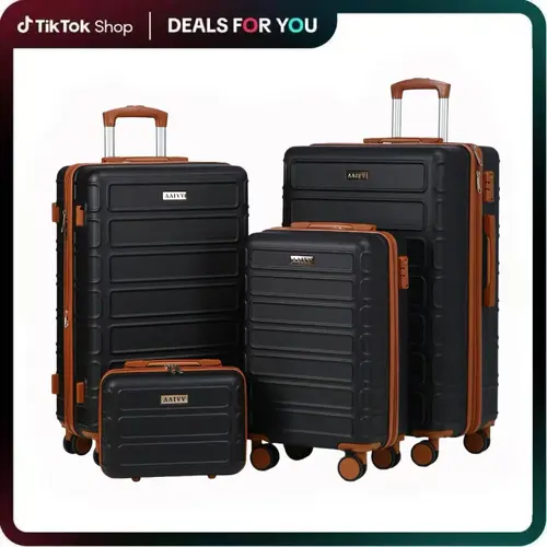 4PCS Expandable ABS Hardshell Luggage Set - Durable, Lightweight, with TSA Lock, Double Spinner Wheels, 13/20/26/28in Carry On & Checked Luggage, Ideal for Family Travel, Durable Luggage