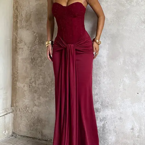 Elegant Strapless Corset Bodycon Long Formal Dress, with Ruched Detail, Perfect for Evening Prom Party, Sleeveless Ruched Dress