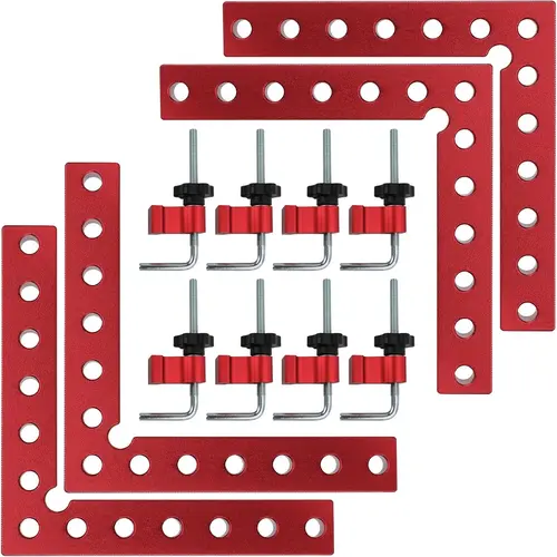 GJANSH Corner Clamp for Woodworking,90 Degree Right Angle Clamps，4 Pack 5.5" x 5.5" Aluminum Alloy Woodworking Carpenter, Positioning Clamping Square Tool for Picture Frames, Boxes, Cabinets or Drawers toolupgrade