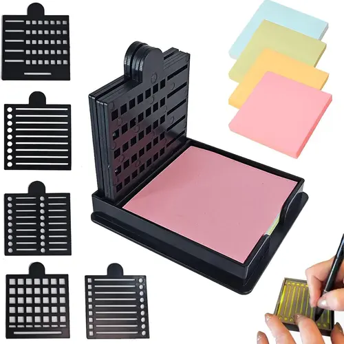 GJANSH Sticky Note Stencil, Sticky Note Holder with Five Templates, Suitable for 3x3 Inch Sticky Notes, Perfect for to-Do Lists, Home, Office, Reusable Sticky Notes Dispenser toolupgrade