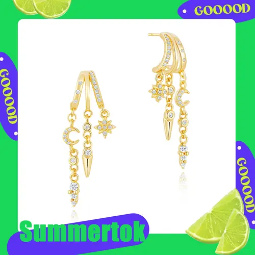 KINHOPI Triple Dangling Huggie Earrings for Women Trendy Dangle Drop Chain Earrings Perfect Gift All-Day Wear
