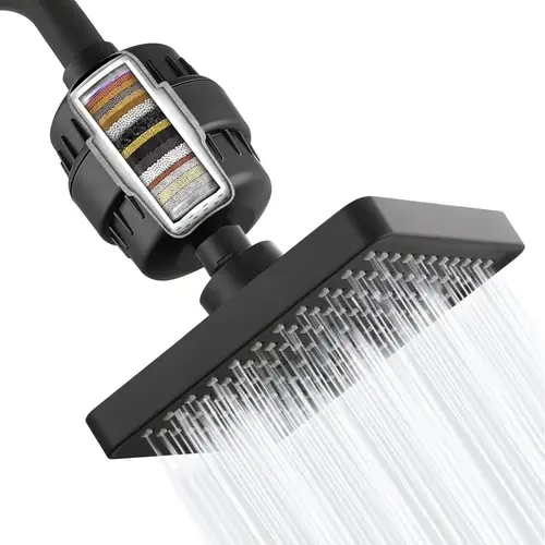 Filtered Shower Head Set 20 Stage Shower Filter - Reduces Chlorine And Heavy MetalsHigh Pressure Showerhead Filter With 6" Round, Luxury Polished Chrome