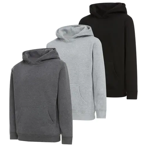 PURE CHAMP Boys' 3-Pack Basic Fleece Pullover Hoodies - Soft, Warm, 4-Way Stretch Athletic Sweatshirts with Double Lined Hood, Kangaroo Pocket, Regular Fit, Anti-Pilling Durable Fabric for Back to School Haul, Everyday Tops, Sporty Chic