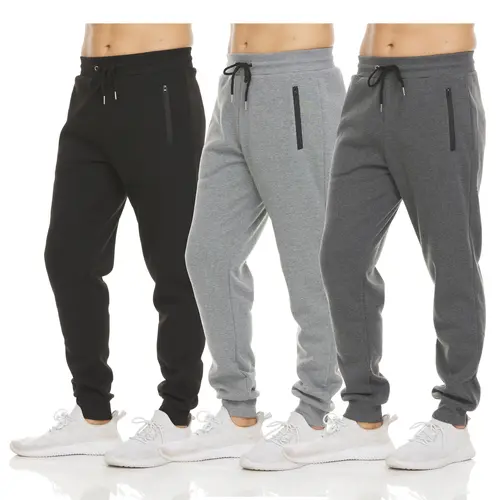 PURE CHAMP | Men's 3-Pack Fleece Jogger Sweatpants | Soft Everyday Joggers with Zipper Pockets