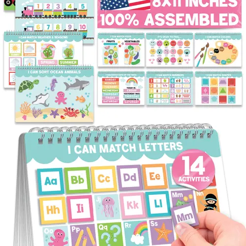 Hadley Designs My First Busy Book For Toddlers 3-5 - Preschool Montessori Activity Book, Homeschool Quiet Book Ages 5-7