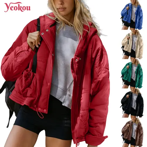 Yeokou Women's Minimalist Basic Longsleeves Oversized Puffer Coat - Casual Streetwear Essential,sohochic