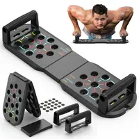 Folding Push Up Board - Sturdy Grip Strength Training Equipment, Calisthenics Tools, Portable Workout Equipment for Home Use, Targets Chest, Back, Triceps, Core