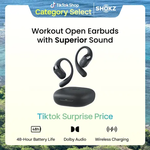 SHOKZ OpenFit 2+ True Wireless Clip-On Earbuds Headset, Dolby Audio, Wireless Charging, Dynamic Sound, Secure Fit, Soft Comfort, 48H Playtime with Fast Charging, IP55 Waterproof Polycarbonate Headphones, for Gym & Outdoor Use