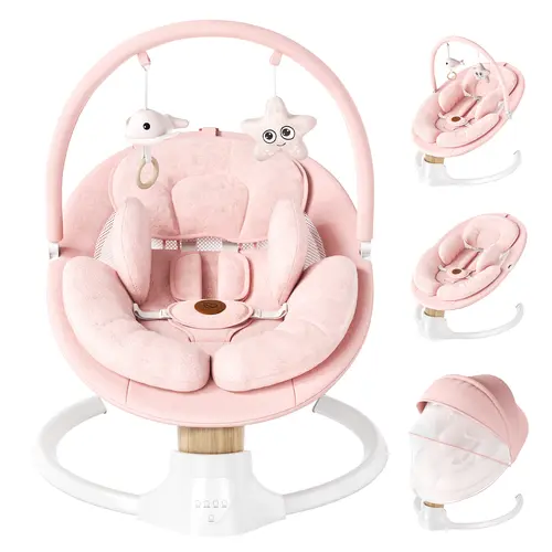 BabyBond Smart Baby Swing for Infant, Electric Baby Bouncer for Newborns, Remote Control, 5 Swing Modes, 10 Music Bluetooth, 5 Point Harness, Portable Baby Rocker for Indoor/Outdoor Use, Ideal Baby Shower Gift, Mothersdaygift, #Summervibes