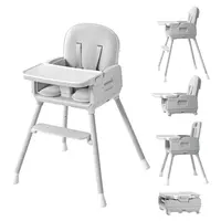 Portable Convertible Baby High Chair - Baby Furniture, Adjustable PU-PP Foldable Feeding Chair with Safety Harness, Removable Tray, Booster Seat, Easy Clean for Small Apartments, Ideal Gift for Infants-Toddlers