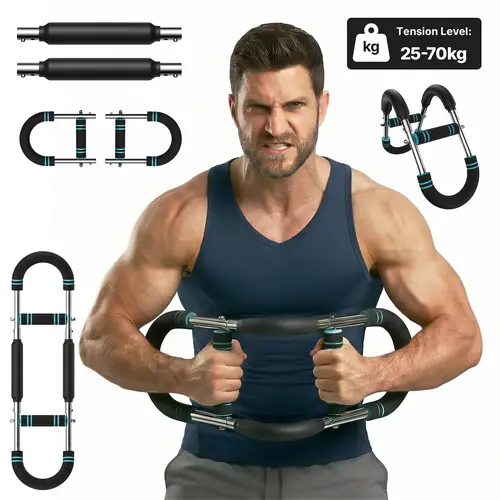 Merach Adjustable Power Twister Bar，with Portable Spring Resistance, Ideal for Upper Body Strength Training, Builds Muscles for Chest Shoulders and Arms, Home Gym Fitness Equipment for Men