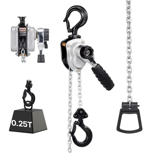 VEVOR Manual Lever Chain Hoist Hand Winch, 1/4T 550 lbs Lift, 10FT 4 mm Galvanized G80 Steel Chain, Dual Pawl Brake Secure System, 360° Rotating Hooks & Handle, Compact & Powerful Design, Construction Warehouse Tool, Corrosion-Resistant,toolupgrade