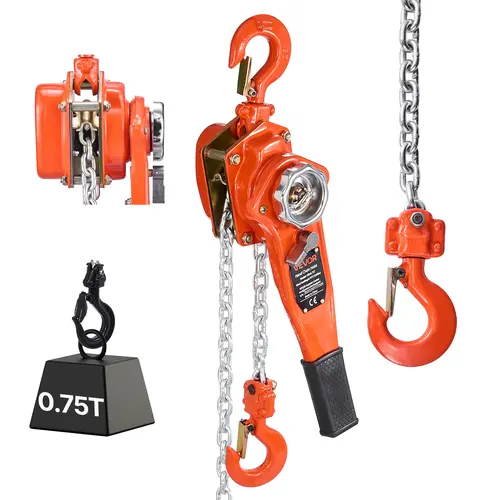【toolupgrade】VEVOR Heavy Duty Manual Lever Chain Hoist, 3/4T 1650LBS Capacity, 10FT Lift 6mm G80 Steel Galvanized Chain, Dual Pawl Brake, 360° Rotating Ergo Handle, Compact Powerful Design, Corrosion Resistance, for Warehouse Heavy Duty Lifts, Machinery,,