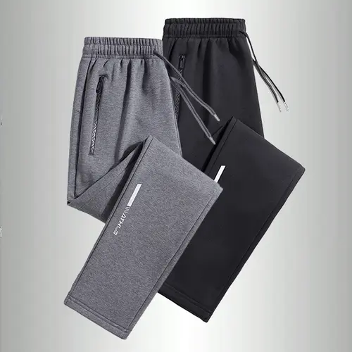 Men's 2-Piece Thin Athletic Casual Trousers - Spring & Autumn Casual Sweatpants with Printed Light Strips, Machine Washable Men's Pants for Jogging,sohochic