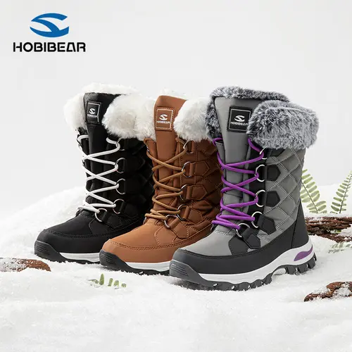 HOBIBEAR Women's Winter Snow Boots - Unisex Long Plush Windproof Cotton Footwear for Outdoor Skiing,shoes for back to school,back to school shoes,sohochic