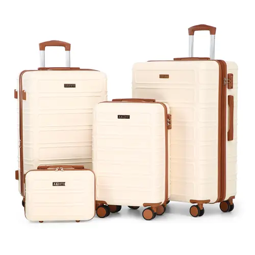 4-Piece Expandable Luggage Sets - Ultralight Durable ABS Hardshell, 360° Spin Double Spinner Wheels, YKK Zippers, TSA Safety Lock, High-Capacity Travel Bags (13/20/26/28in) for Kids Travel & Back to School, Smooth Turns, 360° Spin, Smooth Turns