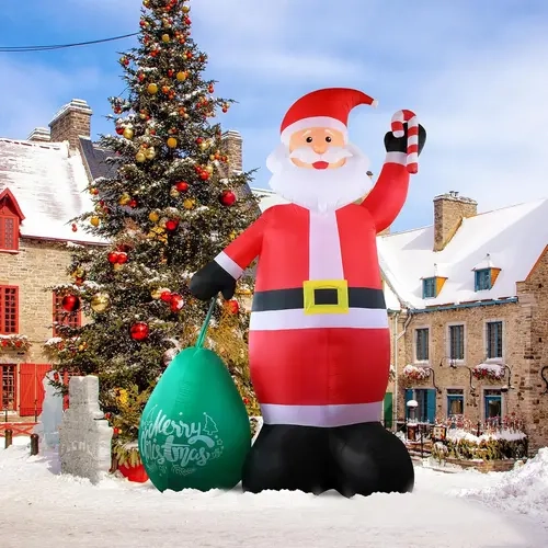 VINGLI Large Size Plastic Santa Figure Outdoor Decor - Giant Inflatable with Built-In Lights, Electric Blower, Cute Exterior Design for Yard, Christmas Holiday Home Festive Supplies,sohochic