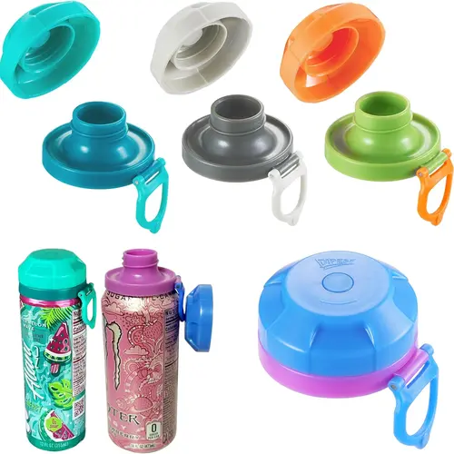 DIPESI 4-Pack Reusable Soda Can Lids - Bright Assorted Colors, Sturdy BPA-Free Thick Covers, Portable Kitchenware Drinkware Accessories for Soft Drinks, Outdoor Activities, Color ID at BBQ, Less Splash Sips, Secure Fit, Cup Lid,sohochic