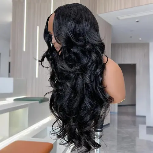 ISEE HAIR 250% Density Straight Pre-Styled Butterfly Cut Layer U/V Part Sew In Wig Natural Black Human Hair Wigs #SoHoChic #TikTokShopBackToSchool
