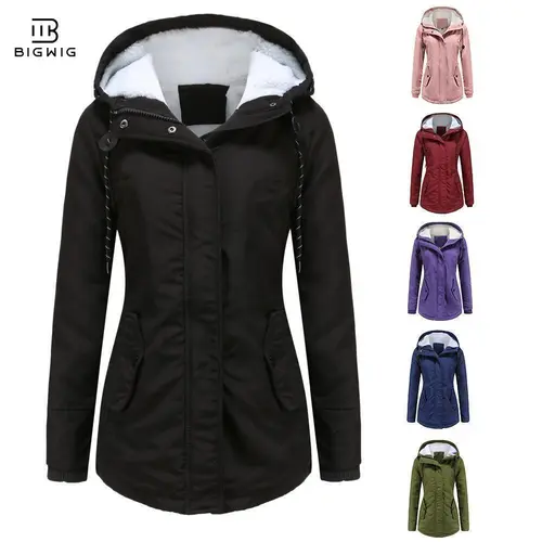 BIGWIG women's winter warm coat, thick waterproof sheepskin lined parka, oversized military windbreaker, hooded cotton coat, double-layer cotton coat, polar long style, hooded coat, parka, down jacket