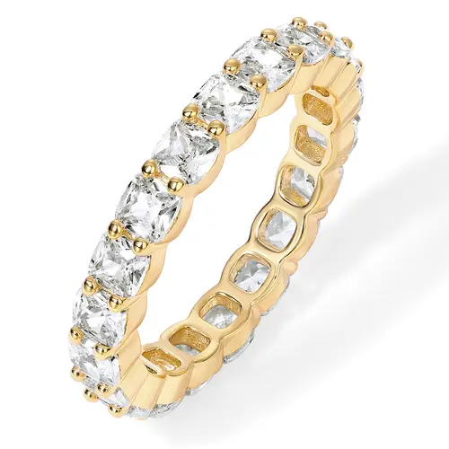 PAVOI 14K Gold Plated Rings with Cubic Zirconia Love - 4mm Stackable for Women - Gold Rings