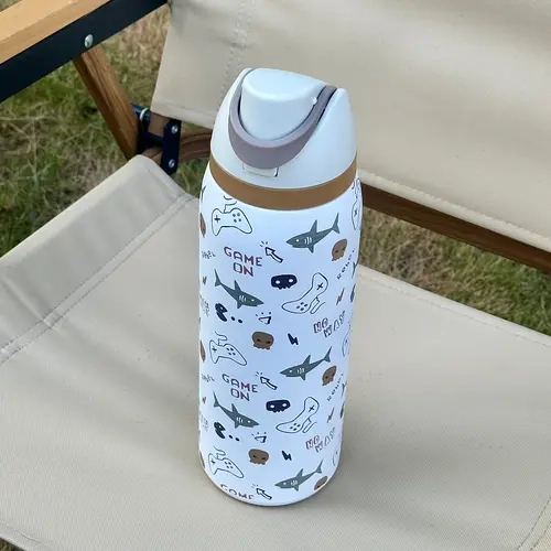 Stainless Steel Insulated Cup, Dual-Layer Thermal Mug, Straight Sipper & Straw, Travel Coffee Water Bottle, Portable, Gift for Outdoor Sports, Vacuum Flasks