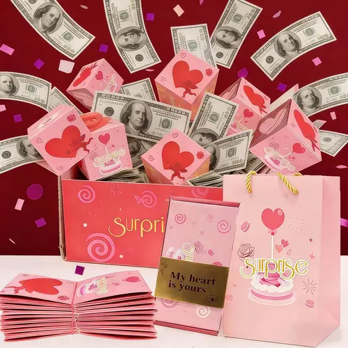 2027 Surprise Gift Box Explosion for Mone Photos & Other Small Gifts Gift Wrapping, Unique Folding Bouncing Red Envelope Gift Box , Cash Explosion Luxury Gift Box for Christmas Day-MM