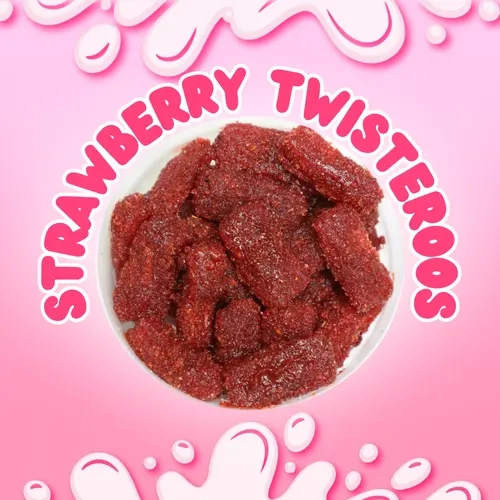 Strawberry Twisteroos Enchilados 6oz & 8oz – Spicy Strawberry Gummy Candy with Chamoy & Chili