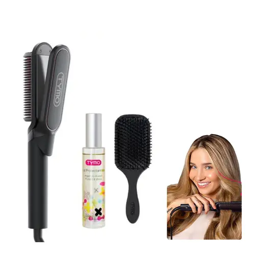 【Silk Press】TYMO FLIPRO 2-in-1 Hair Straightener & Heat Protectant Spray - Silk Press Smooth Shiny Hair Strands, Ceramic Coating, 5 Temperature LED Display toolupgrade