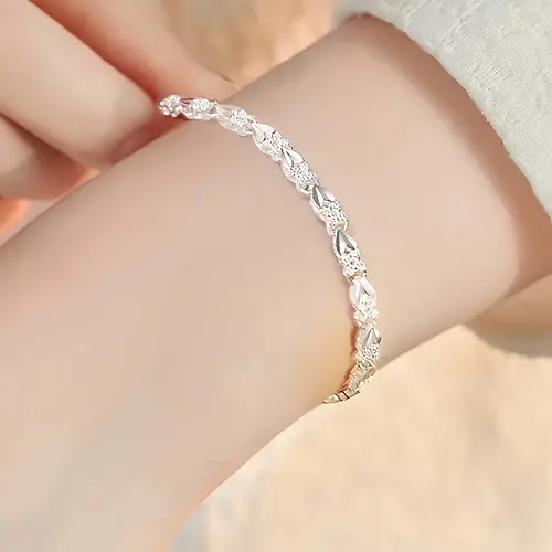 Vintage 925 Sterling Silver-Plated Unisex Bracelet - Elegant 925 Bracelets & Bangles, Classic, Versatile, Luxurious Look, Ideal for Daily Casual Wear, Valentine's Day Gifts