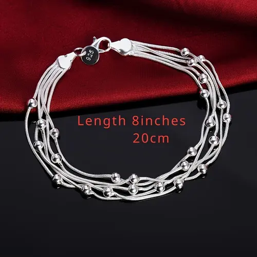 Silver Bracelet, Unisex Simple Allergy-Proof Costume Jewelry - 8in/20cm, Easy Match, Simple Silver Elevates Basics, Elegant for Parties, Minimalist Easy Style,sohochic