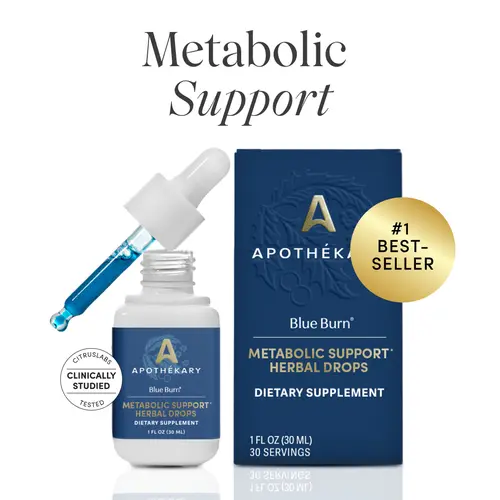 Apothékary Blue Burn - Metabolic Support Liquid Herbal Drops* | Antioxidant Rich, Alcohol-Free, Clinically-Tested, Certified Gluten-Free, PETA Certified Vegan & Cruelty-Free, Third Party Tested, Plant-Based, Made in the USA Vegetarian Supplement Dietary