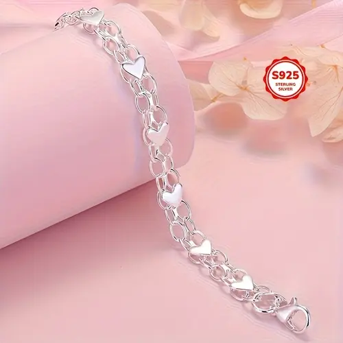 925 Sterling Silver Boho Bracelet - Hypoallergenic, Durable 925 Jewelry, Everyday Accessory, Matching Bracelets & Bangles for Couples, Stylish Popular Gift,sohochic