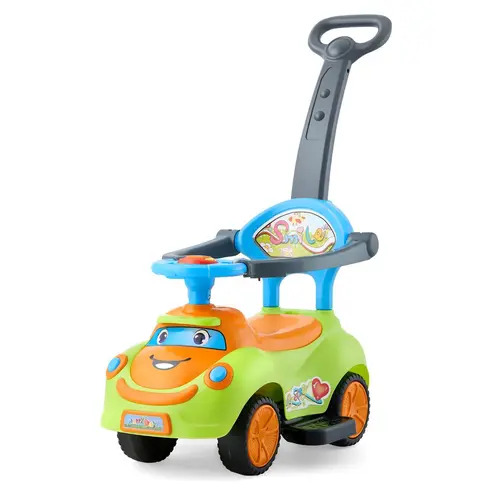 VEVOR Plastic Ride On Push Car with Wheels, Kids Ride-On Toy for 19-36 Months & 3-4 Years Toddlers, Foot-to-Floor Walker with Guardrails, Handle, Under-Seat Hidden Storage for Snacks, Music on Steering, 55 lbs Load Capacity, Green,sohochic