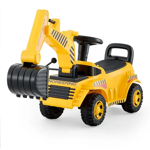 VEVOR Ride On Toddler Car, Push Car for Toddler 19 to 36 Months, Excavator Digger Toy with Helmet & Music, 55 lbs Load Capacity, Foot-to-Floor Walker for Kids, Yellow#BacktoSchool,sohochic