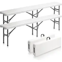 Karlhome  6 feet Plastic Folding Bench,Portable in/Outdoor Picnic Party Camping Dining Seat, Garden Soccer Multipurpose Entertaining Activities, 1 Pack & 2 Pack