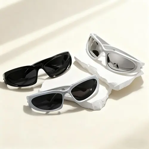 3-Pack Punk-Style Oval Sunglasses for Men & Women, Lightweight Goggle Shades with HD Lenses, Edgy Men's Sunglasses for Eyewear Fashion, Unique Mirror Retro Eyewear