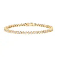 PAVOI 14K Gold Plated 2mm Cubic Zirconia Honeycomb Tennis Bracelet - Gold Bracelet for Women