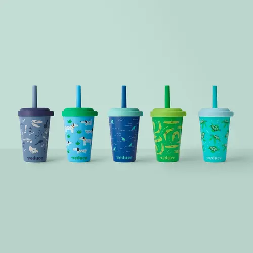Reduce Gogos 12oz Kids Tumbler Party Set - Serendipity Themed, Fruity Cutie Design, Spill-Proof (Leak-Proof), Stackable, Washable Reusable, Scavenger-Friendly Toddler Cups with Straws for Families, Group Activities, New Explorers