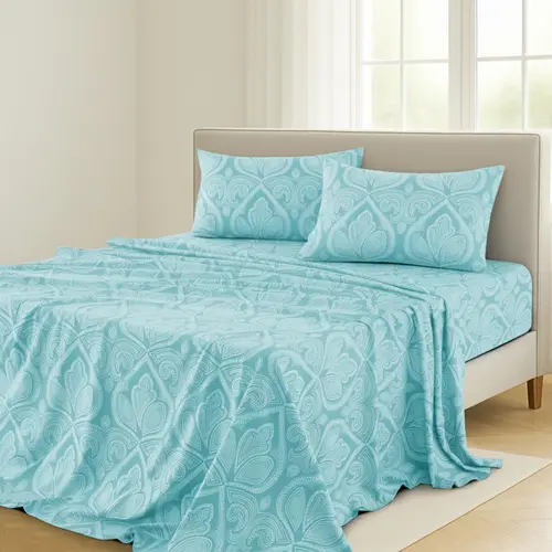 LDC LUX DECOR COLLECTION 4-Piece Paisley Bedroom Bedding Set - King/Queen Size Decorative Bedding, 16" Deep Fit Pockets, Soft Wrinkle-Resistant Hotel-Luxury Breathable Cooling Sheets - Summer Gift