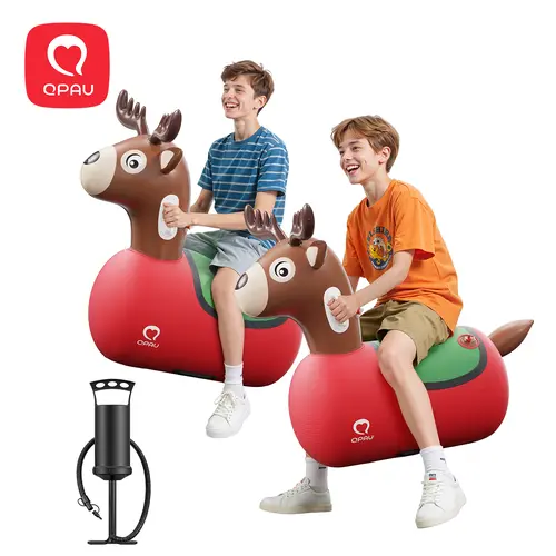 QPAU 1/2 PCS Large Christmas Inflatable Reindeer Hopper Bounce Toy, 250lbs High-Capacity Ride-On for Ages 5+ & Adults, Soft Independent Material Cover, Manual Pump, Durable Puncture-Resistant Family Party Gift, tiktokshopbacktoschool, Halloween sohochic