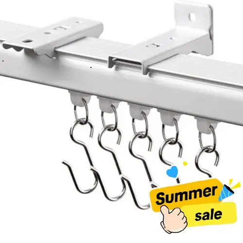 INOVADAY Adjustable Aluminum Alloy Curtain Slide Rails - Silent Strips Included, Ceiling & Wall-Mounted, 3 Hook Types, Home Ceiling Curtain Track for Bedrooms, Living Rooms,sohochic