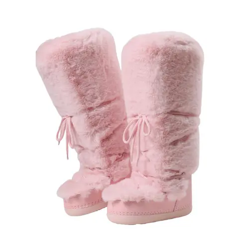 EROCALLI Women's Cute Faux Fur Knee-High Snow Boots, Shoes for Women with Insulated Cotton Sponge Lining, Lace-Up Fit Hugs Your Foot, Water-Resistant Anti-Slip Rubber Sole for Outdoors, No Heel,sohochic